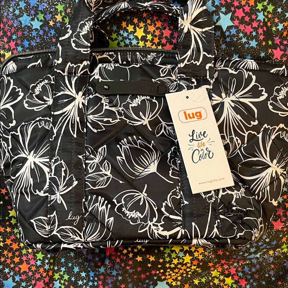 Lug Black and White Floral Tote Bag